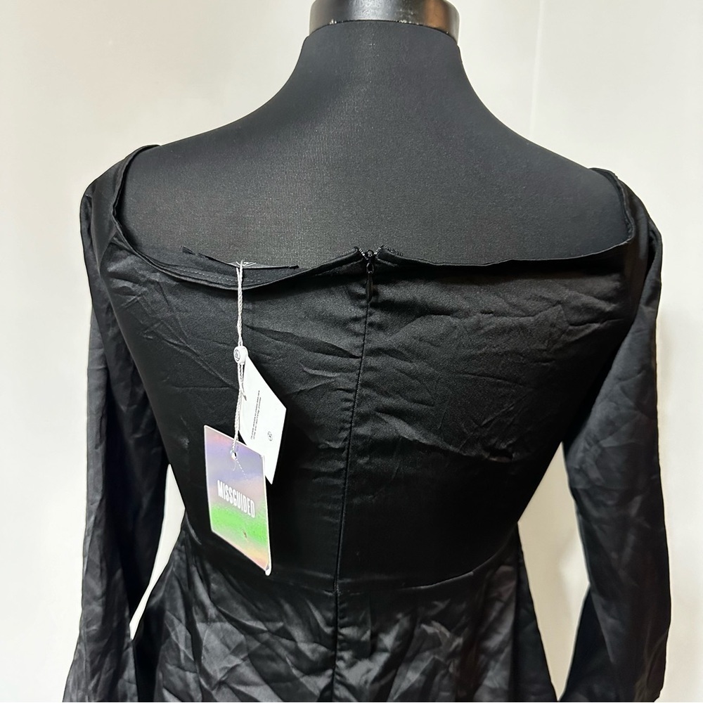 NWT Missguided Silky Bardot Shift Black Dress in Size 10 - Picture 5 of 6